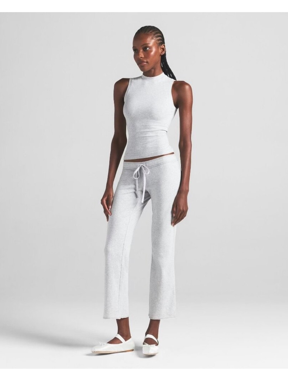 SKIMS Cotton Jersey Low Rise Slim Crop Pant Light Heather Gray Medium
